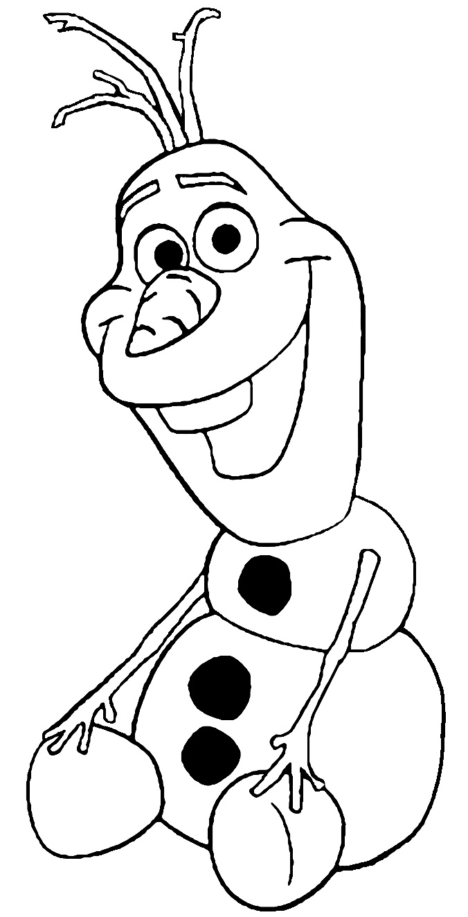 Coloriage   imprimer gratuit Reine des Neiges Olaf joyeux 2