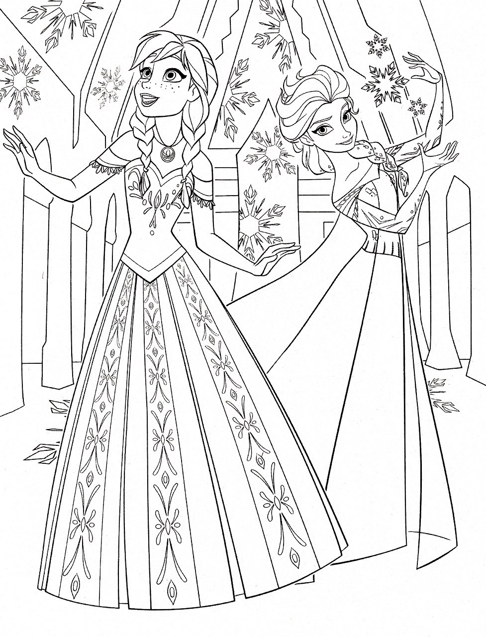 Coloriage Reine des Neiges pour les 2 ans du dessin animé Frozen