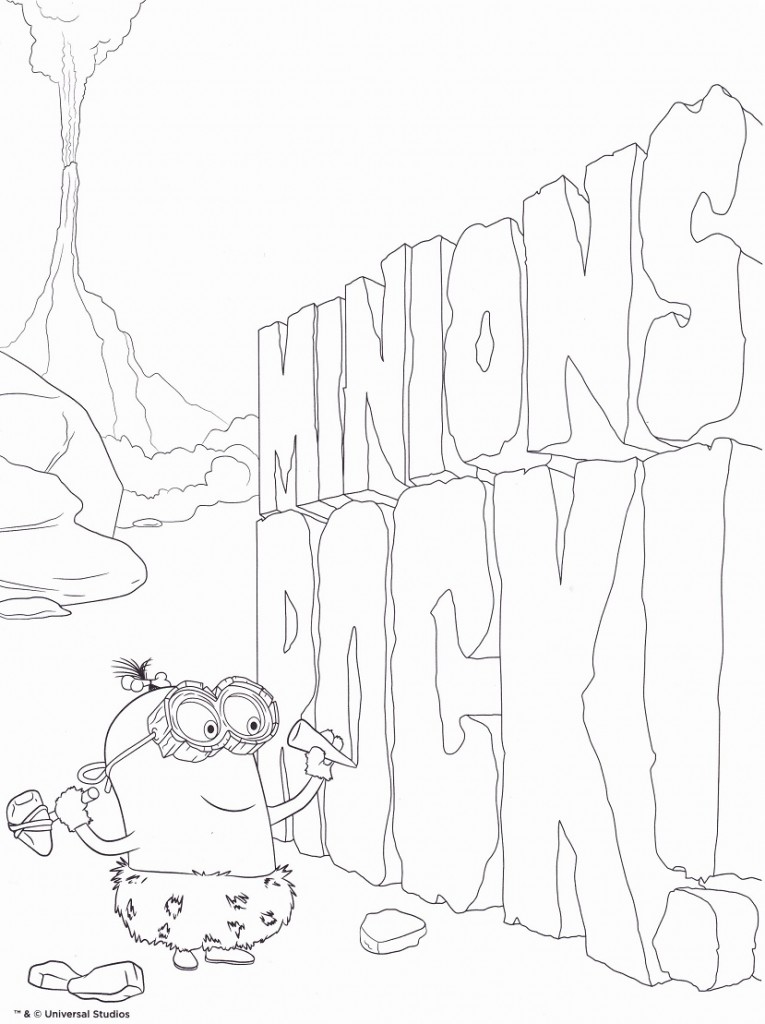 Coloriage minion à imprimer - Minion préhistorique