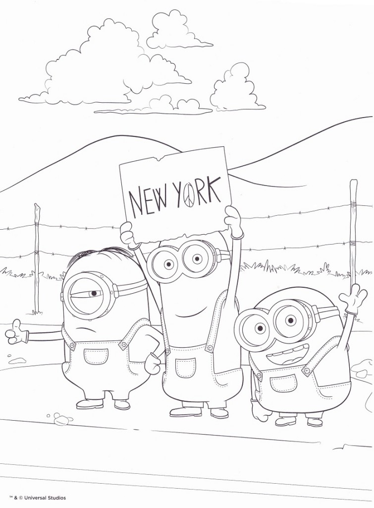 Coloriage minion à imprimer - En route pour New York