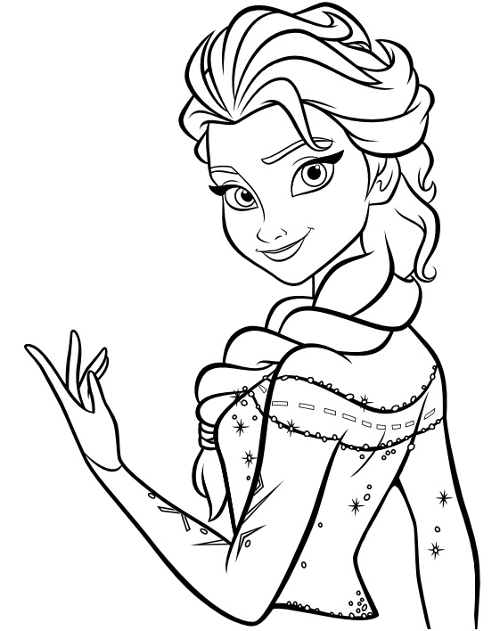 Coloriage à imprimer gratuit Reine des Neiges - La princesse et reine Elsa