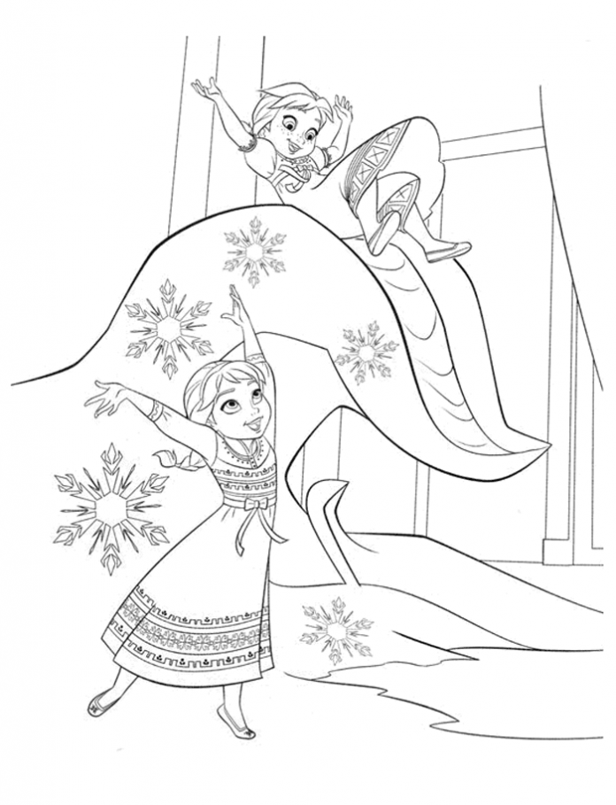 Coloriage Reine des Neiges pour les 2 ans du dessin animé Frozen