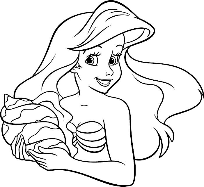 Coloriage de princesse à imprimer gratuit - Ariel - La petite sirène