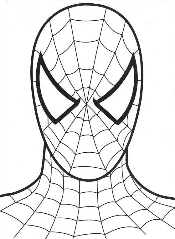 Tête de Spiderman à imprimer sur fond blanc, toute simple