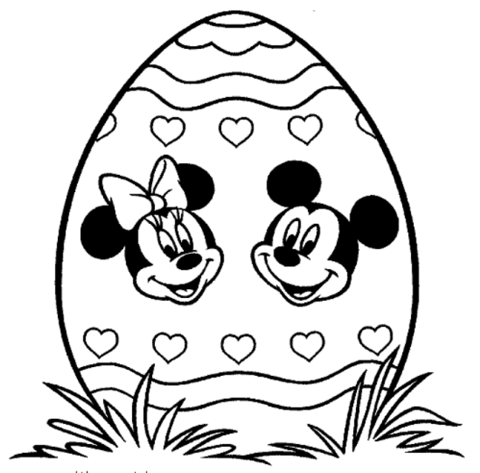coloriage paques a imprimer Mickey et Minnie