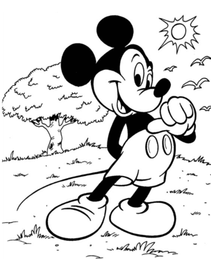 Coloriage Mickey à imprimer - Mickey happy