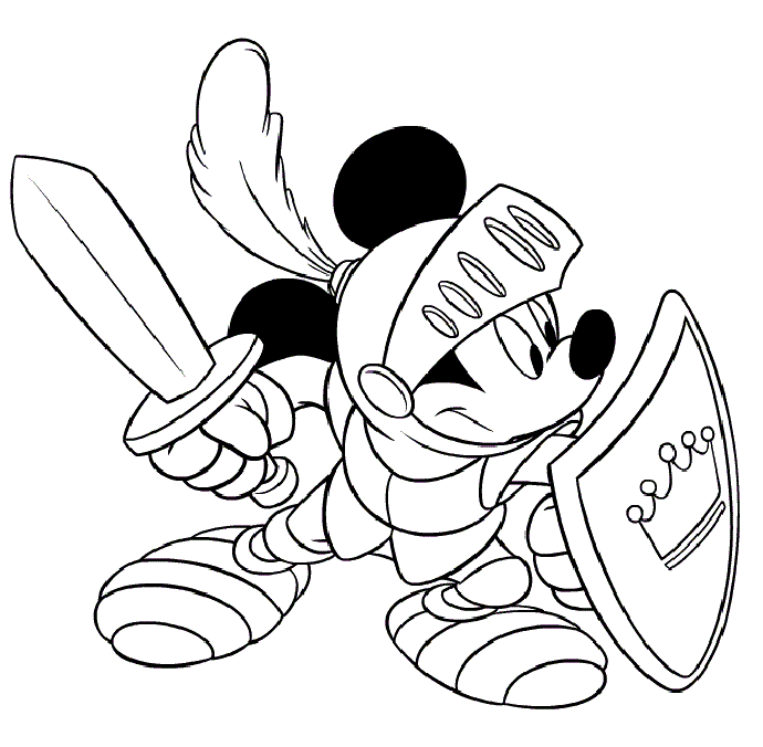 Coloriage Mickey à imprimer - Mickey chevalier