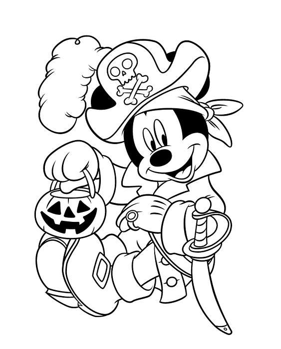 Coloriage Mickey à imprimer - Mickey pirate d'halloween