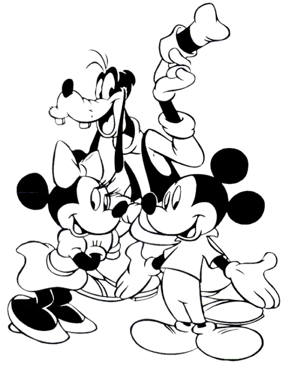 Coloriage Mickey à imprimer - Mickey, Minnie et Dingo s'amusent