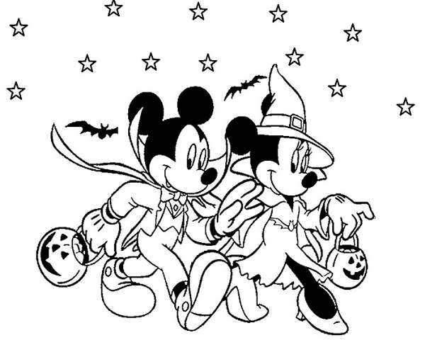 Coloriage Mickey et Minnie - Minnie et Mickey halloween