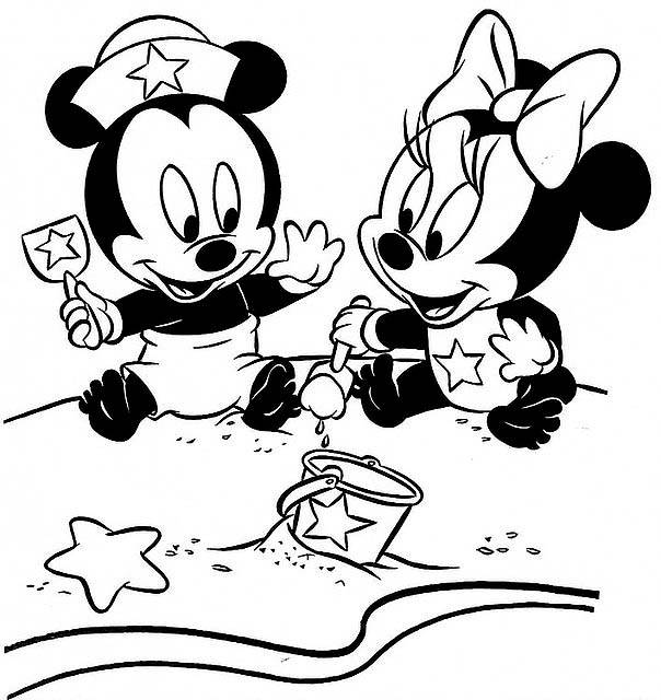 Coloriage Minnie et dessin Minnie à imprimer - Minnie et Mickey bébés 2