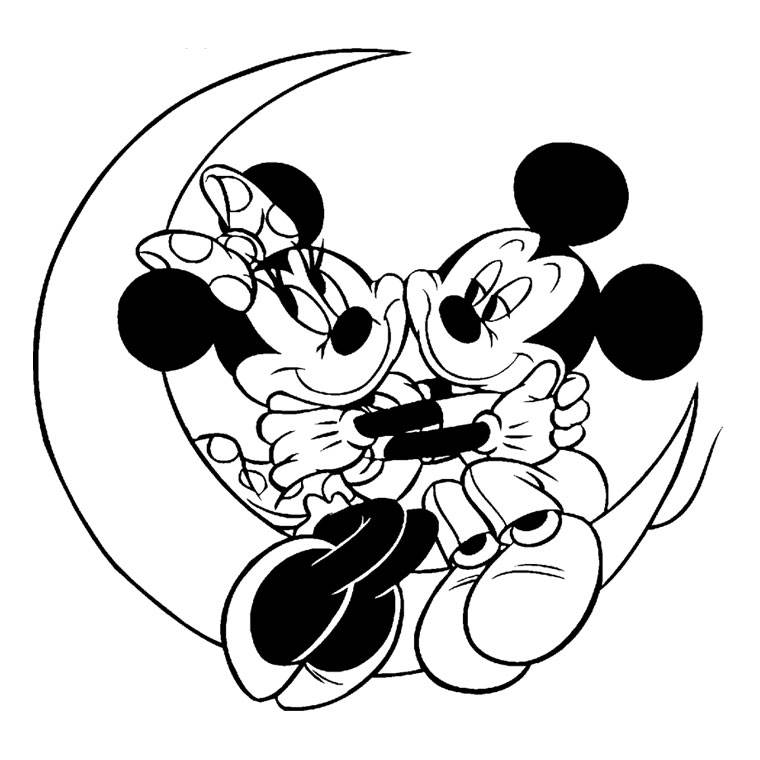 Coloriage Minnie et dessin Minnie à imprimer - Romantiques au clair de lune