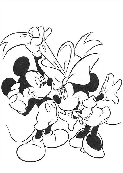 Coloriage Minnie et dessin Minnie à imprimer - Coloriage Minnie et Mickey