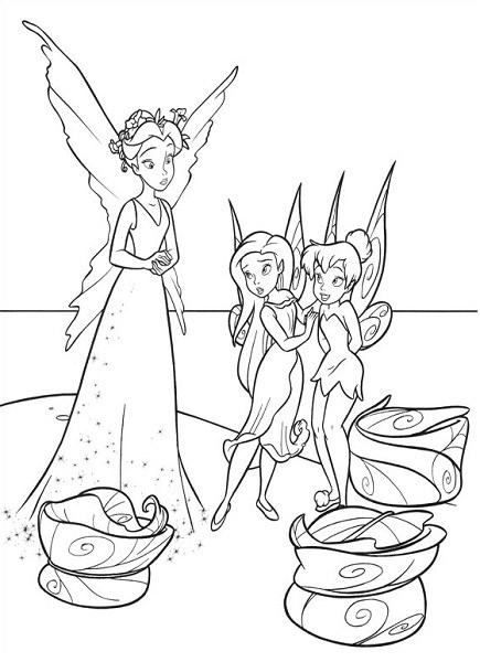 Coloriage et dessin de la fée Clochette - Coloriage de Clochette, Roselia et la Reine Clarion