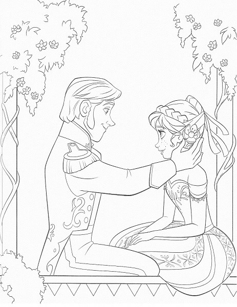 coloriage de la reine des neiges - Anna et Hans