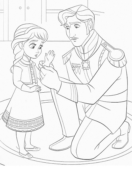 coloriage de la reine des neiges - Elsa et son père