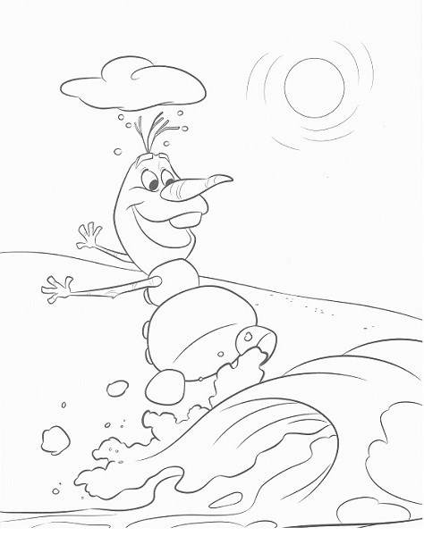 coloriage en ligne reine des neiges - Coloriage d'Olaf qui joue dans l'eau