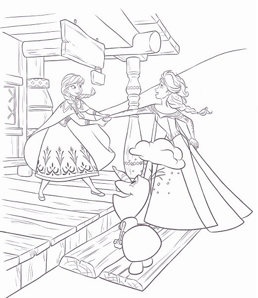 coloriage reine des neiges à imprimer - Coloriage d'Elsa Anna et Olaf