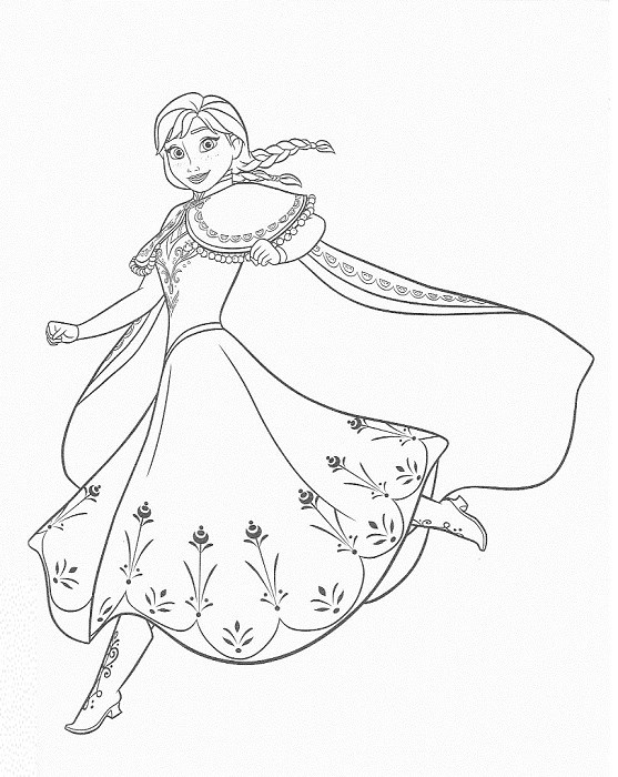 coloriage à imprimer reine des neiges - Coloriage d'Anna qui danse