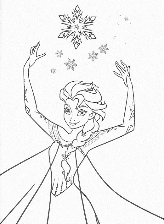 coloriage à imprimer reine des neiges - Elsa et ses pouvoirs magiques