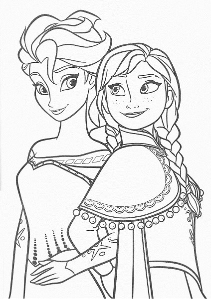 dessin à imprimer reine des neiges - Coloriage d'Anna et Elsa