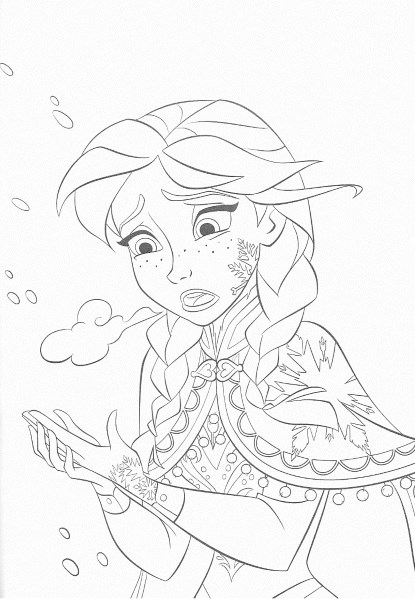 dessin à imprimer reine des neiges - Coloriage d'Anna qui a froid