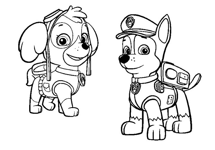 Coloriage Chase et Stella, Pat'Patrouille