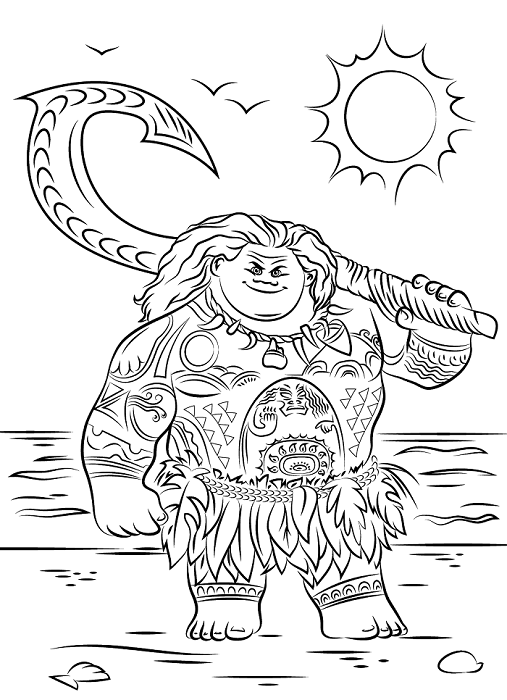 Coloriage Vaiana - Coloriage de Maui Coloriage de Maui, le demi-dieu dans Vaiana