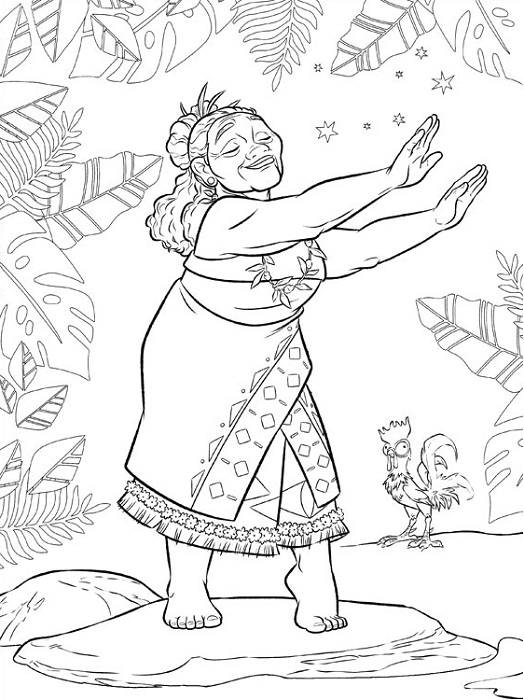 Coloriage Vaiana - Gramma Tala Coloriage Vaiana - Gramma Tala
