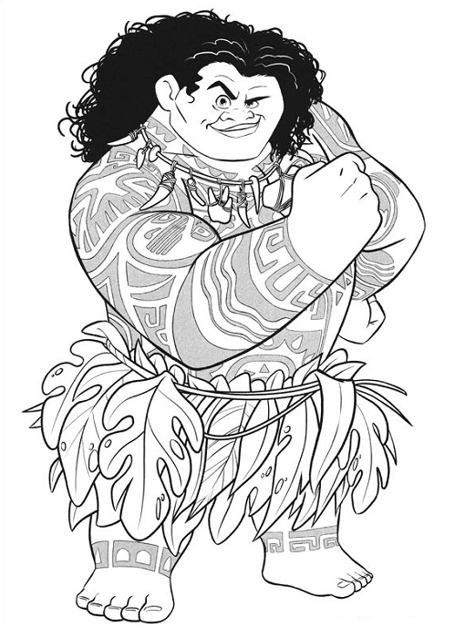 Coloriage Vaiana - Maui Coloriage de Maui le demi-dieu