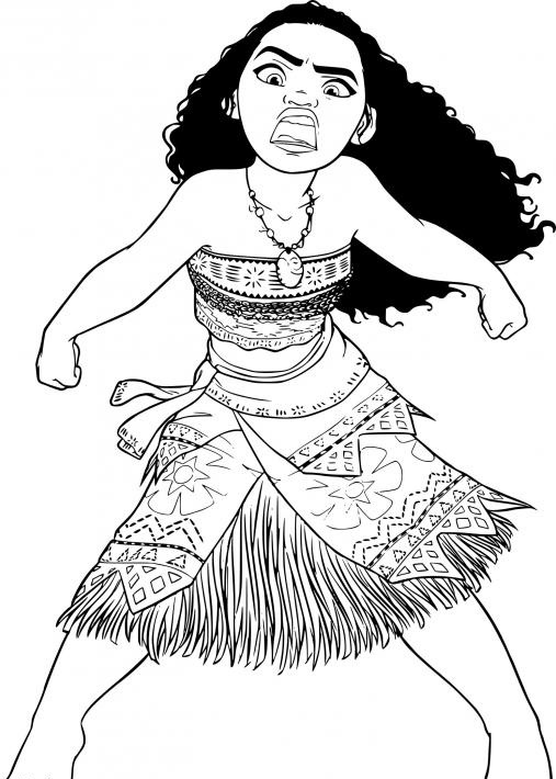 Coloriage Vaiana - Vaiana en colère Coloriage de Vaiana énervée