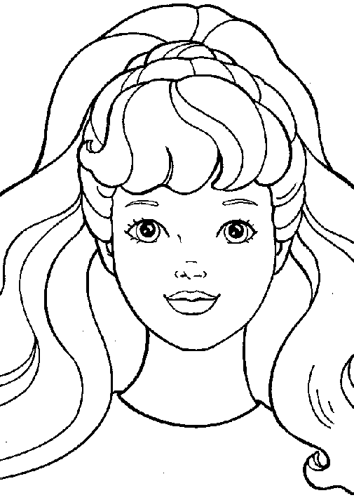 Coloriage portrait de Barbie