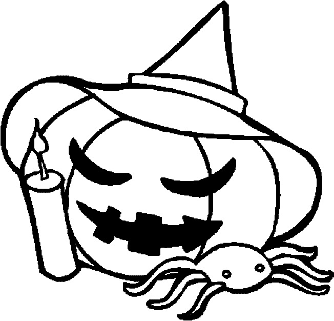 Coloriage Halloween - Citrouille et araignée