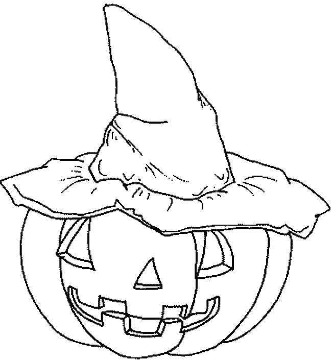 Coloriage Halloween - Citrouille à chapeau