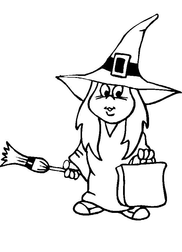 Coloriage Halloween - Gentille sorcière
