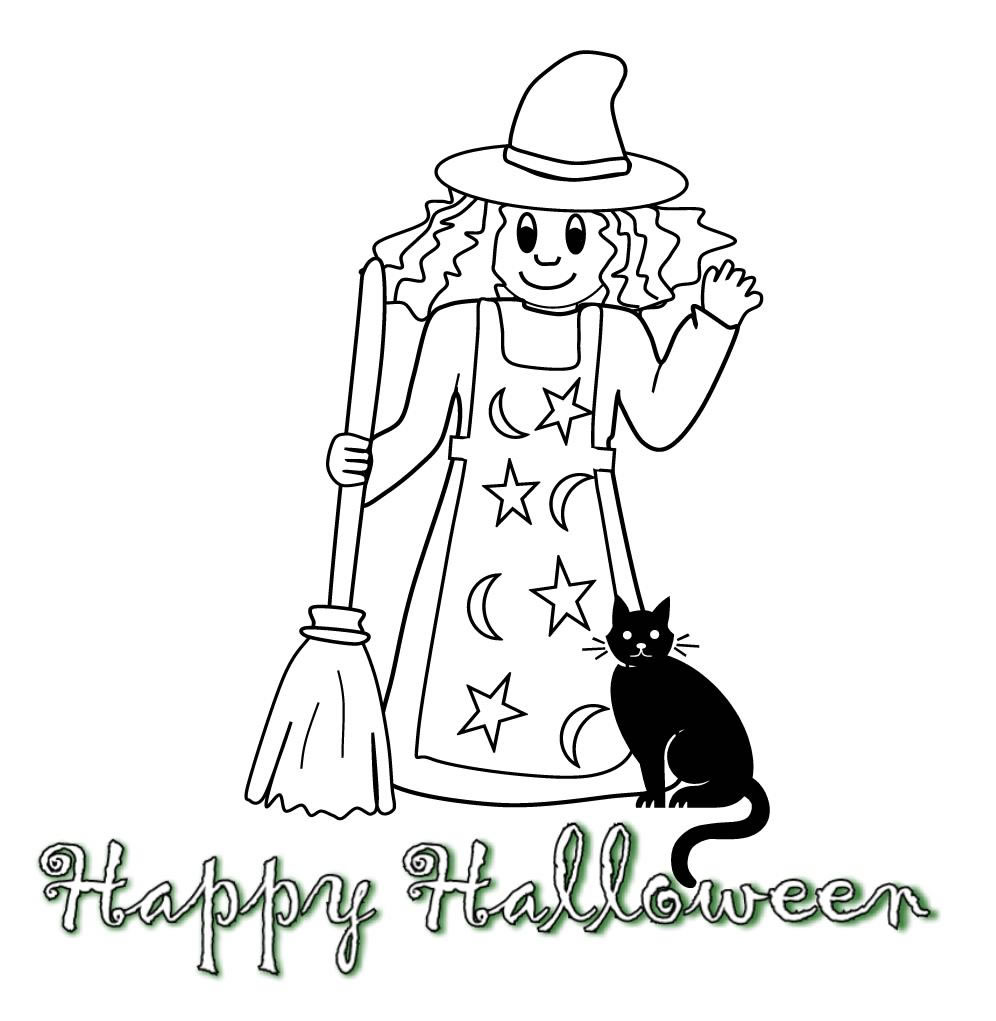Coloriages Halloween - Gentille sorcière