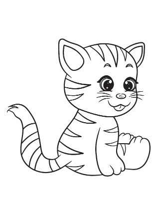 Coloriage chaton tigré à imprimer